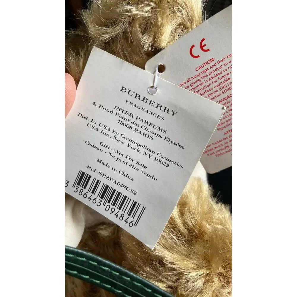 BURBERRY B Scarf Fragrance Teddy Bear Russ Berrie NWT 11” Stuffed 2008